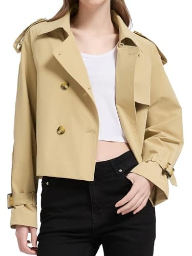 Orolay Cropped Trench Coat for Women Short Trench Jackets Lightweight Casual Spring Jacket Fashion Outwear - Image 1
