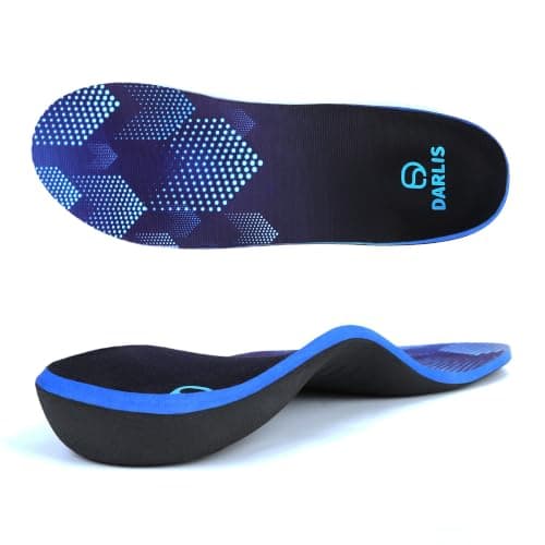 Heavy Duty Support Pain Relief Insoles, 220+ lbs Plantar Fasciitis High Arch Support Inserts, Flat Feet, Heel Pain, Work Boots Insoles for Men & Women, Shock Absorb in Every Step Blue (M 5-5.5) - Image 1