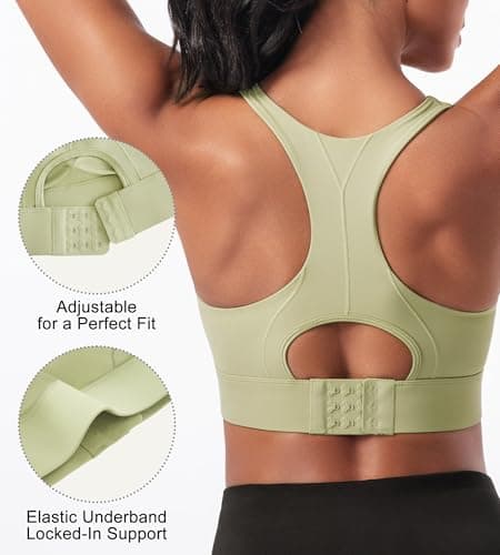 Sports Bras for Women High Support Racerback High Impact Sports Bra Push Up Womens Padded Workout Running Gym Yoga Tops Green - Thumbnail 6