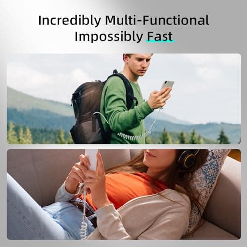MFish 4-in-1 Coiled USB-C Charging Cable, 6 FT USB A to USB C Cable, 240W Fast Charger for iPhone 17/16/15 Pro Plus Pro Max, for iPad MacBook Pro/Air, Laptops - Multi Charger Cord with Lightning - Thumbnail 4
