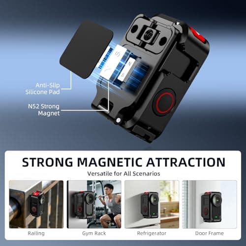 Flymile Magnetic Mount Stand for DJI Nano, Metal Cage Case Aluminum Frame Clamp Desk Base with Silicone Lens Cap, Quick Release Adapter with Cold Shoe & 1/4" Threads for DJI Osmo Nano Accessories - Thumbnail 3