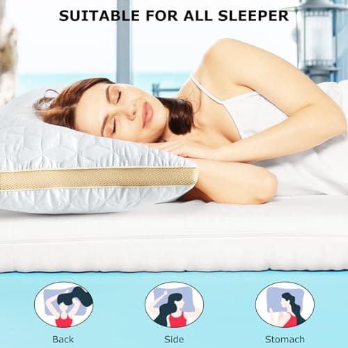 mislili Cooling Pillows King Size Set of 2, Luxury Hotel Quality King Pillow 2 Pack, Gusseted Down Alternative Bed Pillows for Sleeping, Supportive and Comfortable, Machine Washable - Thumbnail 5