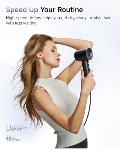 Laifen Swift Hair Dryer, High Speed 200M Ionic Blow Dryer with 110, 000 RPM Brushless Motor for Fast Drying, Low Noise, Hairdryer with Magnetic Nozzle - Thumbnail 2