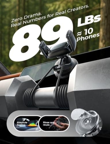 LISEN Suction Phone Mount, [Industry First] Auto-Adjusting Phone Holder Suction, Easy One Touch Suction Cup Phone Mount Cell Phone Mount Dash for iPhone 17 Pro Max 16 15 14 Galaxy S26 25 All Cases - Thumbnail 6