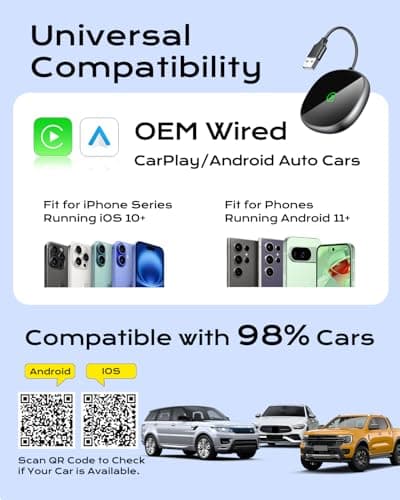 Wireless Carplay Adapter for iPhone & Android Auto 2-in-1, Stable, Plug & Play Low Delay Carplay Wireless Adapter Convert Wired to Wireless Apple Car Play Dongle for iOS 10+/Android 11+ (Grey) - Thumbnail 6