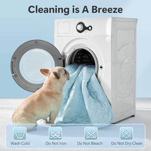 GASUR Cooling Mat for Extra Large Dogs, Q-Max>0.5 Instant Temp Drop Dog Cooling Mats, Cooling Pad for Dog-Summer Indoor Outdoor Travel Use, Snag Resistant，Machine Washable& Anti-Slip,44"X32" Blue - Thumbnail 6