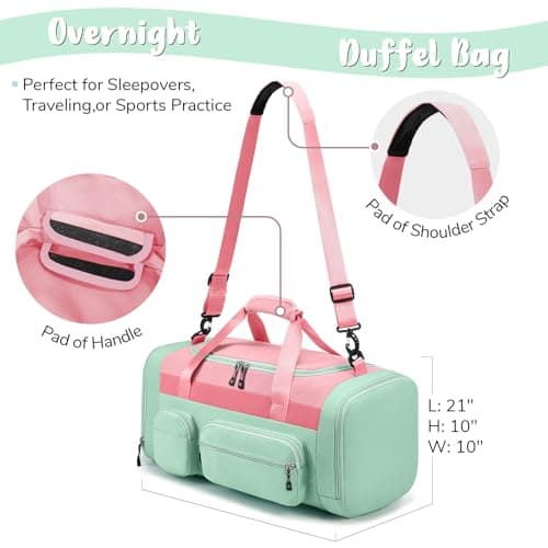 Woomada Kids Travel Duffle Bag With Shoe Compartment & Wet Pocket Perfect For School, Sports, Overnight Trips(pink) - Thumbnail 2