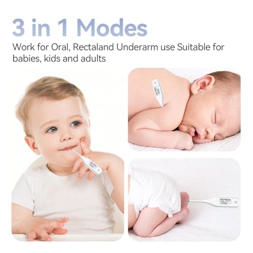 Berrcom Digital Thermometer for Adults and Kids, Medical Thermometer for Fever 10 Second Reading Armpit Thermometers with Fever Alarm - Thumbnail 3