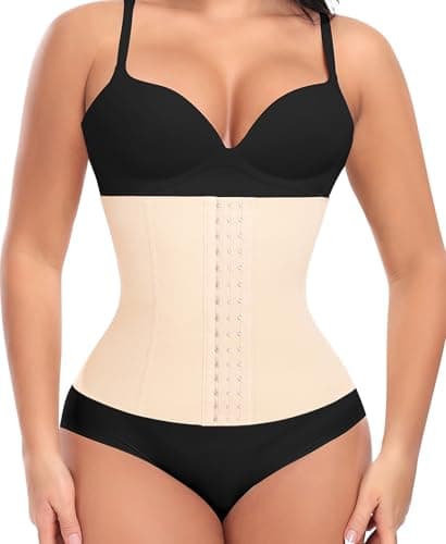 Ganado Waist Trainer for Women Corset Shapewear Tummy Control Waist Cincher Underbust Postpartum Girdle Body Shaper Beige Short Torso 3X-Large