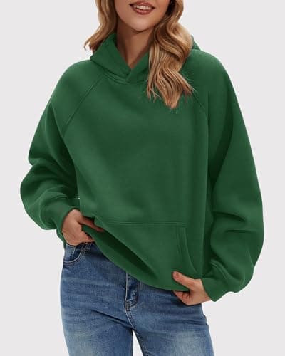 Stelle Women Hoodies Oversized Fleece Long Sleeve Comfy Casual Pullover Sweatshirts 2026 Winter Fall Outfits Forest Green Small - Thumbnail 3