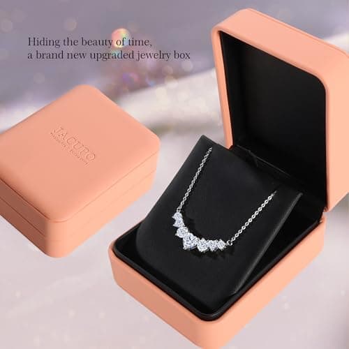 JACUPO 5.2CT Heart Shaped Multiple Cubic Zirconia Necklace for Women S925 White Gold Plated I Love You Necklace Wedding Anniversary Birthday Gift for Wife Mom Girlfriend Ladies Jewelry - Thumbnail 6