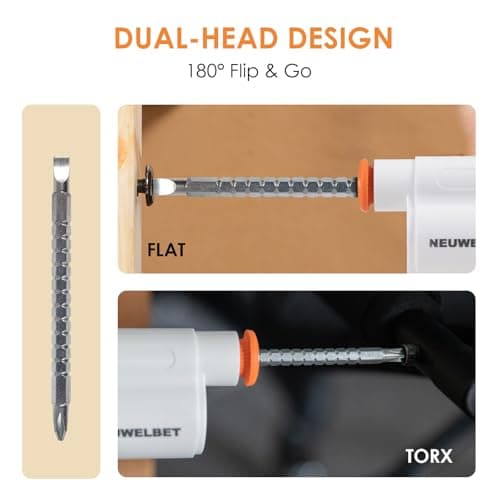 NEUWELBET Electric Screwdriver 3.6V, USB Long-lasting Powerful Electric Screwdriver Set, Cordless Drill with LED Light, 14 PCS Driver Bit(White) - Thumbnail 4