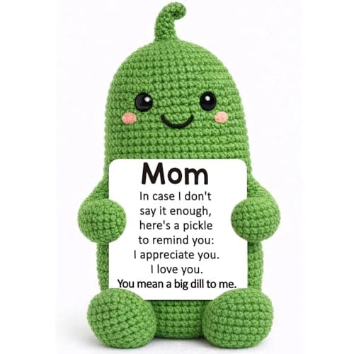 Jettryran Mothers Day Birthday Gifts for Mom from Daughter Son Handmade Positive Crochet Pickle “Big Dill”Gift for Mother in Law Stepmom Bonus First for New Mom I Love You Mama Small Decor - Image 1
