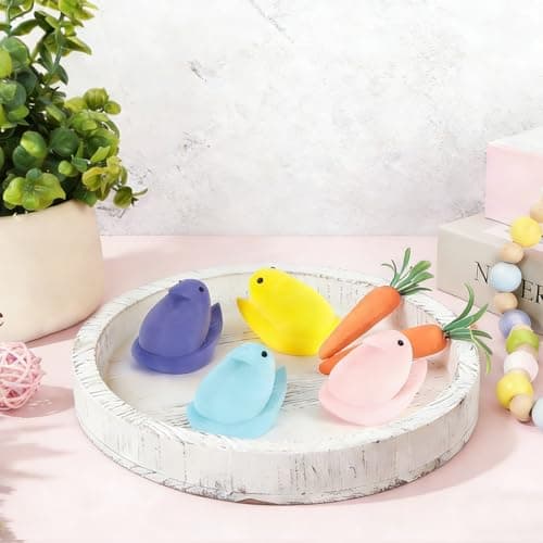 DAZONGE Easter Decor Peep Chick Figurines, Set of 4 Colorful Easter Decorations for Home, Spring Chick Figurines for Tiered Tray, Mantel & Shelf Decor - Perfect Basket Stuffers - Thumbnail 4