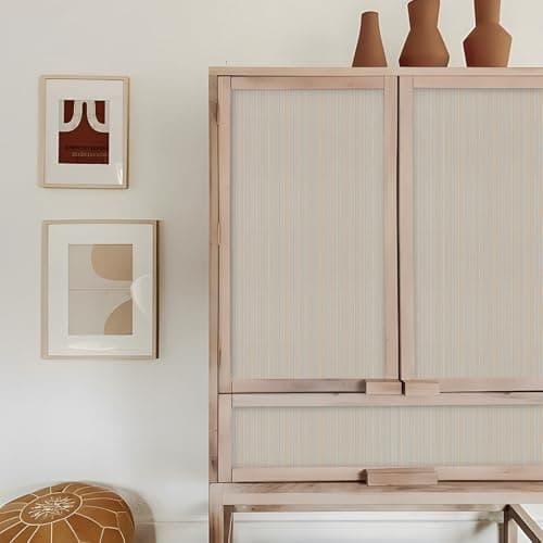 Naphite Grasscloth Peel and Stick Wallpaper Modern Textured Self-Adhesive Wallpaper Neutral Fabric Contact Paper for Cabinets Drawers Furniture Faux Linen Removable Bedroom Wall Decor 197inL 15.7inW - Thumbnail 6