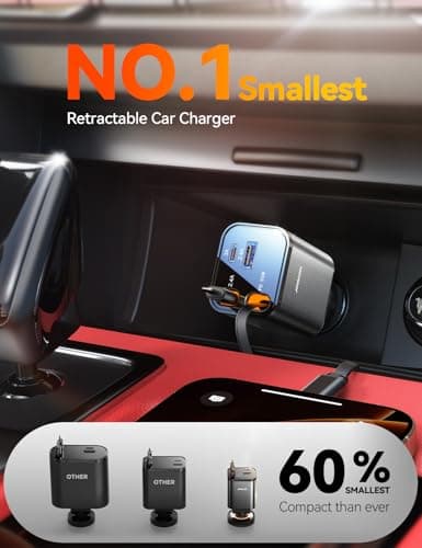 [2026 Ultra-Compact] 84W Retractable Car Charger, [PD 45W] Car Charger USB C for iPhone 16 17 Pro Fast Charging, Car Accessories Travel Essentials Gifts for Women Men for iPhone 17 Air 16 15 14 13 12 - Thumbnail 2