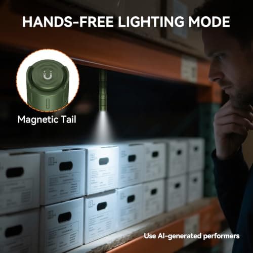 TUNENGE S21X Mini EDC Flashlight Rechargeable with Clip, 880 Lumens Super Bright AA Pocket Flashlight, Tactical Tail Switch & Magnet, 5 Mode Compact Light for Emergency, Outdoor, Camping(Green) - Thumbnail 4
