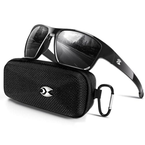 suoso Sports Polarized Sunglasses for Men: TR90 UV400 Protection Sun Glasses Womens Wrap Around Goggles for Drving Fishing Black - Image 1