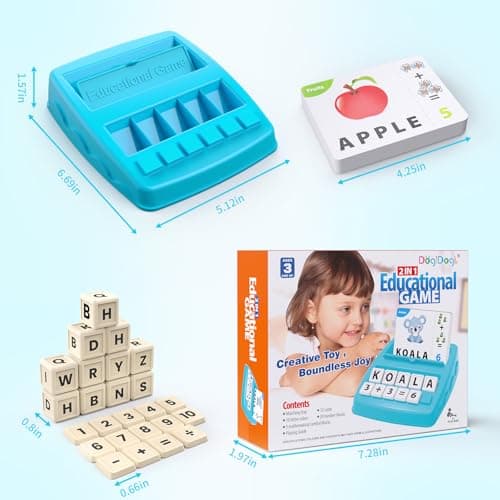 Educational Toys Learning Games for Kids 3-8, Matching Letter Spelling Early Math Game for Preschool& Kindergarten Kids Boys and Girls Light Blue ，Christmas Birthday gift for 4 5 6 7 boys girls - Thumbnail 5