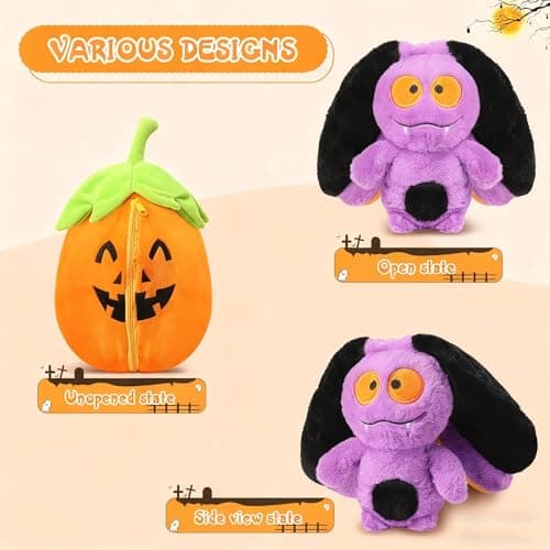 MIAODAM Bat Stuffed Animal, 11inch Reversible Pumpkin Bat Plush, Cute Plushies Toy Gift for Kid Toddler Girls Boys - Thumbnail 6