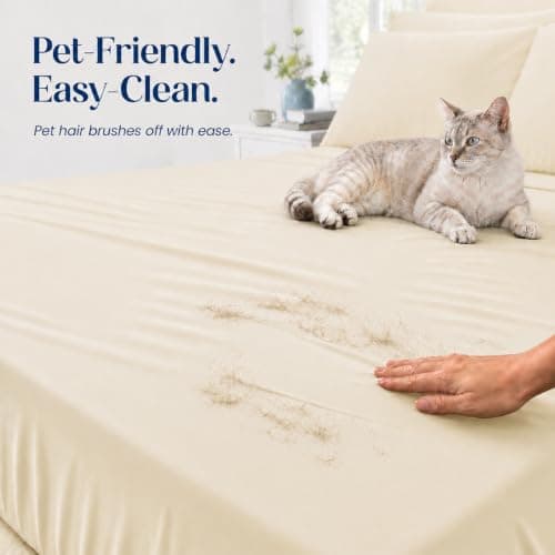 Dream Valley 4 PCS Cooling Sheets Queen Size with 2 Pillowcases,Light Beige - Thumbnail 3