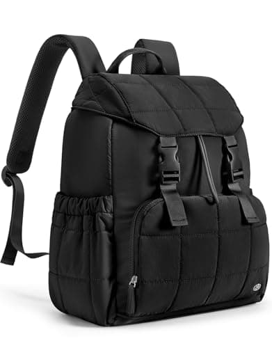 BOSTANTEN Women's Puffer Backpack, Versatile College Laptop Backpack with RFID Pocket, Water Resistant Casual Travel Daypack, Black - Image 1