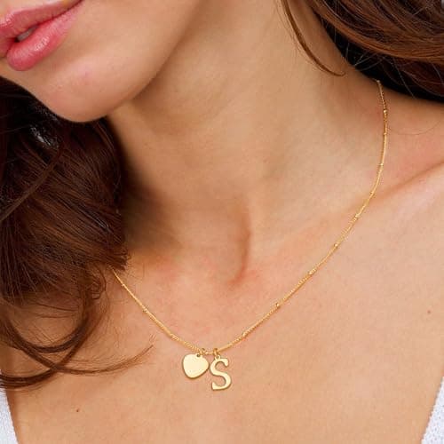 Ritach Initial Necklaces for Women Trendy - Gold Necklace for Women Gifts for Girls Initial Necklace Letter M Heart Necklace for Girls Jewelry for Teen Girl Gifts - Thumbnail 4
