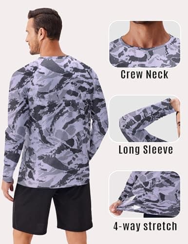 PINSPARK Men's UPF 50+ Sun Protection Shirts Quick Dry Long Sleeve Fishing Shirts for Men Lightweight Beach Swim Shirt Grey - Thumbnail 4