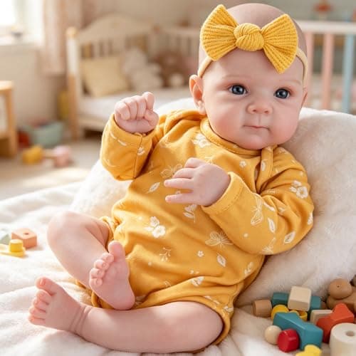 Milidool Lifelike Reborn Baby Dolls - 20 Inch Newborn Baby Doll Girl with Soft Weighted Body, Cute Soft Poseable Realistic Real Life Baby Dolls with Complete Accessories for 3+ Years Old Gifts - Thumbnail 2