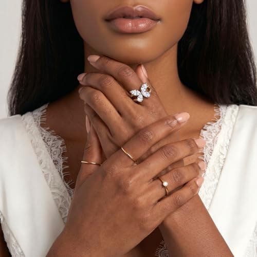 TOPROO 14K Gold Plated Butterfly Ring 925 Sterling Silver Hypoallergenic Statement Ring Daily Occasion Wear - Thumbnail 4
