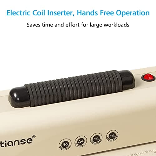 TIANSE Binding Machine - Electric Coil Inserter for Professional Binding, 12-Sheet Punch, for Letter/A4/A5 & Plastic/Metal Coils, with 100 Coil Spines & Pliers for Home, Office, School, DIY - Thumbnail 2