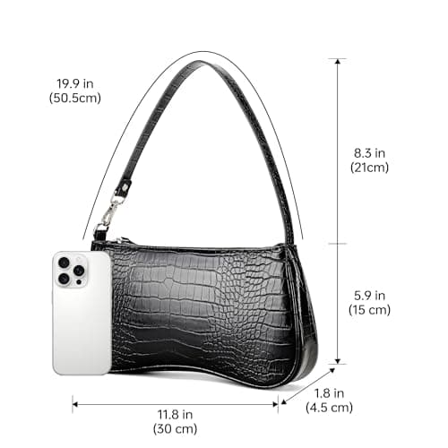 Goinsound Designer Purse for Women Crocodile Clutch Shoulder Bag for Women Black Crocodile Purse for Daily Use - Thumbnail 5