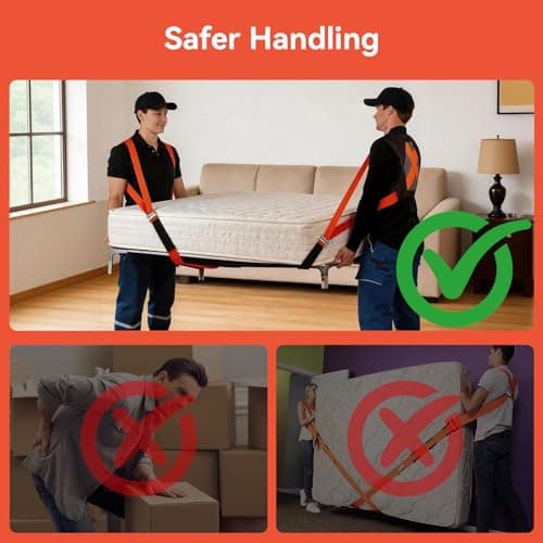 GRENTOOL Moving Straps for Lifting, Lifting Straps with Back Support for 2 Movers, Shoulder Moving System for Move & Carry Furniture Appliances Heavy Objects Up to 880lbs Safely, Efficiently - Thumbnail 6
