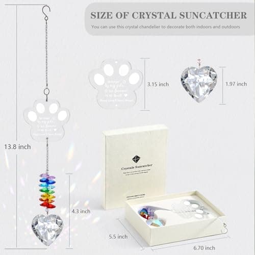 Dog Memorial Gifts for Loss of Dog, K9 Pet Memorial Crystal Suncatcher,Pet Passing Away Sympathy Remembrance Bereavement Gift (White-Pet Paw) - Thumbnail 5