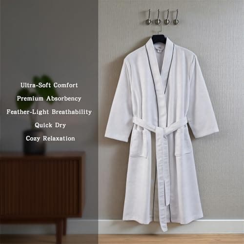 Inner Wish Women's Soft Terry Cloth Bathrobe - Ultra Absorbent Quick Dry Kimono Robe for Shower,Spa,Home，Snow White，2XL/3XL - Thumbnail 5