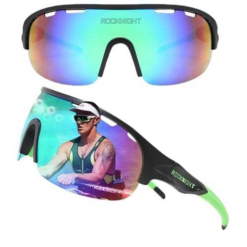 ROCKNIGHT Tennis Sunglass Sports Shades for Women Polarized UV Protection Fashion Mirrored Green Sunglasses - Image 1