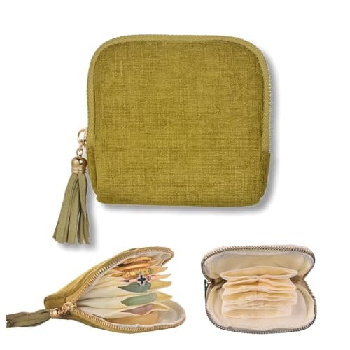 Small Travel Jewelry Case, Soft Velvet Organizer Pouch for Bangle, Bracelets, Large Earrings, Beaded necklace, Anti-Scratch & Portable Jewelry Bag Holder for Travel & Everyday Use (Olive Green) - Image 1