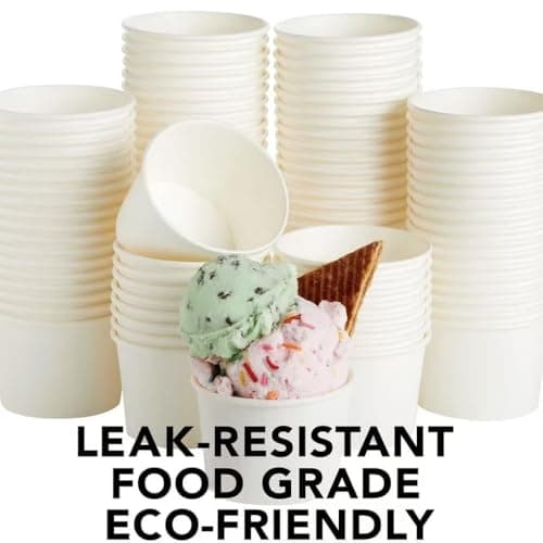 SOPARO 12 Oz Ice Cream Paper Cups Batch Disposable Solid Color Paper Dessert Bowls for Snacks, Sundaes, Party Giveaways, Ice Cream Bar Supplies Factory (200, White, 12OZ) - Thumbnail 4