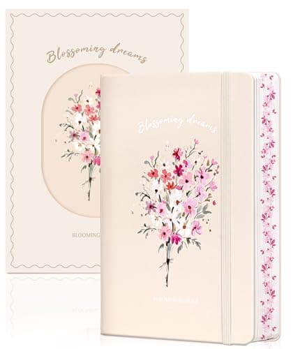 MINICAGIE Lined Journal Notebook for Women Cute Leather Journals for Writing Aesthetic Floral Diary 192 Pages A5 Hardcover Journaling Notebooks with Pen Loop (Yellow) - Image 1