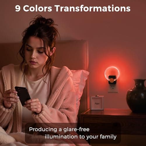 L LOHAS LED Night Lights Plug into Wall, Changing RGB Night Light with Dusk to Dawn Sensor, 180° Rotatable Bubble Nightlight Plug in Wall for Halloween, Christmas, Holiday, Hallway - Thumbnail 6