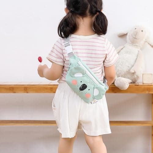 SUNVENO Kids Fanny Pack, Cute Teddy Cartoon Waist Bag for Boys & Girls, Adjustable Crossbody Belt Pouch Ages 2-8, Travel Beach & Birthday Gift - Thumbnail 3