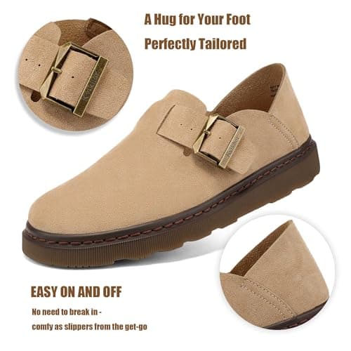 KYIKHOR Women's Comfortable & Lightweight Suede Leather Penny Loafers Slip-Ons Cute Business Casual Dress Shoes Work Office Flats Everyday Walking Shoes Driving Mocs for Women Khaki,8 M US - Thumbnail 5