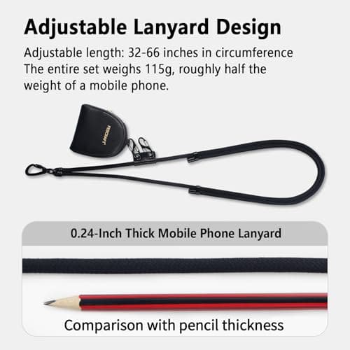 Febcraft Cell Phone Lanyard Crossbody,Anti Theft Phone Strap,with Steel Wire & Lock,Clip and Go Strap for Phone with Wallet Crossbody,Travel Essentials,Commuting,Daily Convenience,Black - Thumbnail 3