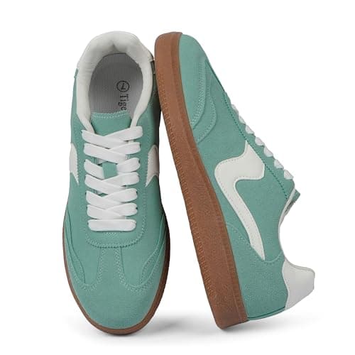 Tigeridea Green Sneakers for Women Business Casual Comfortable Tennis Shoes Lace up Slip on Green Women's Fashion Sneakers Size 7.5 - Image 1
