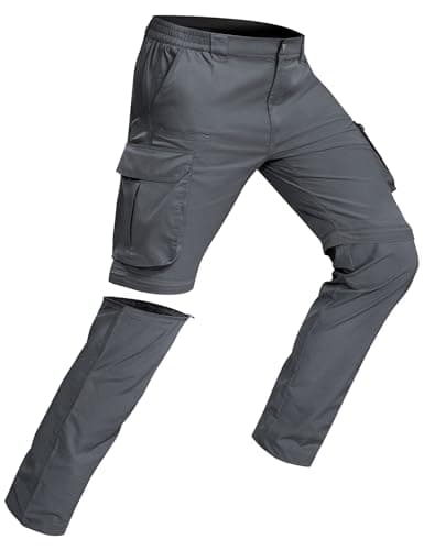 AOHIKE Lightweight Hiking Pants Men - Zip Off Convertible Cargo Pants Men for Fishing Travel Safari, Grey - Image 1