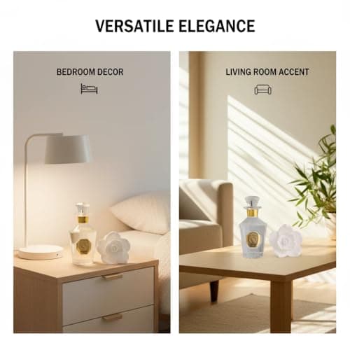 Reed Diffuser Set, Pretty Valley Home Diffuser Rose Petals Gypsum White Flower Oil 100Ml / 3.38fl OZ Gift Box for Bathroom Office Bathroom Living Room Decor (White Lotus) - Thumbnail 4