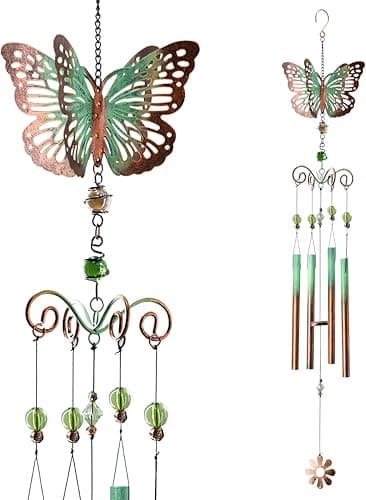 JMsuertes Butterfly Gifts for Women/Men, Butterfly Wind Chimes for Garden/Yard Decor,Birthday for Grandma/Mom，31in - Image 1