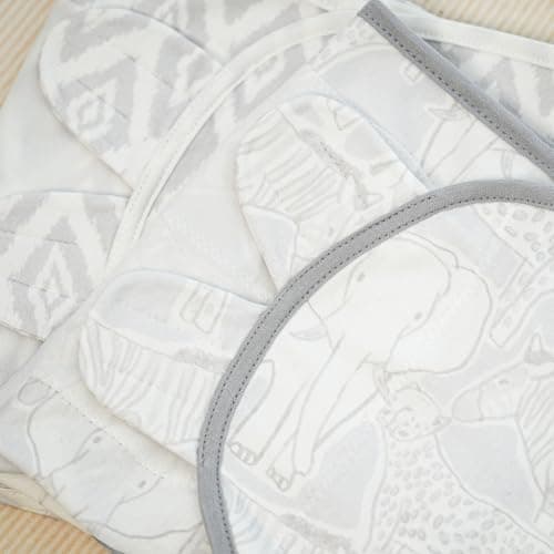 CIVARUA KIDS Baby Swaddles for Newborn Organic Cotton,Soft & Snug Newborn Velcro Swaddle 0-3 Months Sleep Sack Helps Calm Startle Reflex, 2-Pack Wrap Nursery Swaddling Blankets Elephant - Thumbnail 5