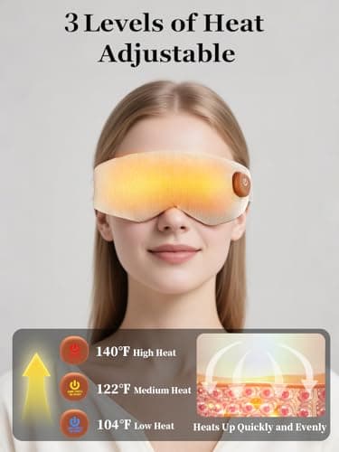 Heated Eye Mask, Cordless Warm Eye Compress for Dry Eyes, Birthday Christmas Gifts for Women Men, Washable Eye Heating Pad for Travel, Eye Relief, Improved Sleep (Khaki) - Thumbnail 2