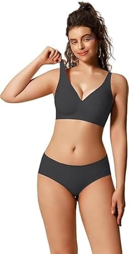 COCOMARTS Jelly Bras for Women No Underwire Seamless Push Up Comfortable Tshirt Everyday Deep V Bra with Support and Lift Black Medium - Thumbnail 4